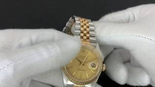 Rolex 16233 Datejust Champagne Linen Dial TwoTone 1988 [upl. by Artinahs737]