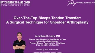 OverTheTop Biceps Tendon Transfer Management of the Long Head Biceps Tendon [upl. by Ainuj]