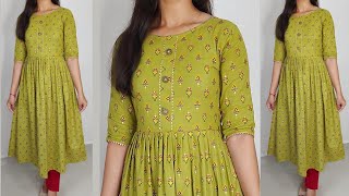 Naira Style Kurti design Cutting and Stitching  kurti neck design Frock suit cutting amp stitching [upl. by Jamesy345]