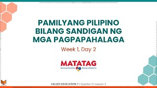 Values Education 7  Q2W1D2  Pamilyang Pilipino Bilang Sandigan ng mga Pagpapahalaga [upl. by Soisinoid]