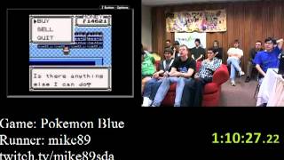 Pokemon Blue  SPEED RUN 22711 by mike89  AGDQ 2012 [upl. by Nazay427]