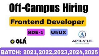 🔥OffCampus Drive 2024 Hiring  SDE1 Frontend Developer 2022 2023 2024 BATCH  Apply Now SDE2 [upl. by Arah]