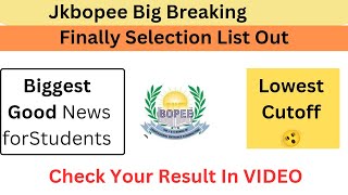 JKBOPEE Breaking Update Selection List Released  Jahangir Says [upl. by Emery]