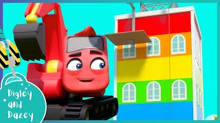 Build a Building  Fun Colors Learning  Digley and Dazey  Kids Construction Truck Cartoons [upl. by Downall686]