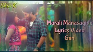 Marali Manasaagide Lyrics Video  Gentleman [upl. by Marven]