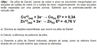 ELETROQUÍMICA PILHA DE DANIELEXERCÍCIO 01 [upl. by Llerraf]