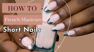 How To Easy French Manicure  Natural Short Nails At Home [upl. by Adihsaar]