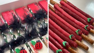 Chocolate Covered Rice Krispies and Pretzel Sticks  Ladybug Themed Toppings [upl. by Beyer804]