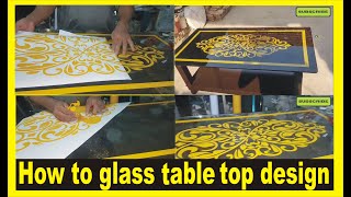 how to colour design table top black and golde glass art colour design [upl. by Elpmet]