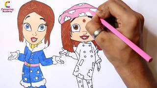 Chhota bheem chutki and Indumati coloring for kids  Chhota bheem and Krishna Drawing [upl. by Sauls318]