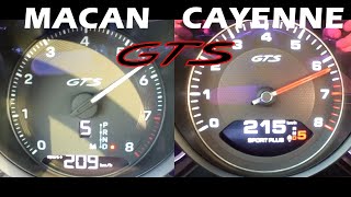 2022 Porsche Macan GTS vs 2021 Porsche Cayenne GTS  Acceleration amp Sound [upl. by Nytsuj]