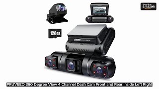 PRUVEEO 360 Degree View 4 Channel Dash Cam Front and Rear Inside Left Right Dash Camera for Cars [upl. by Rafter]