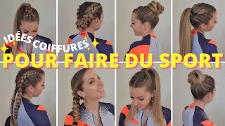 8 COIFFURE CHEVEUX LONG DE SPORT  heatless coiffure  coiffure cheveux longs pour aller a la gym [upl. by Elboa365]