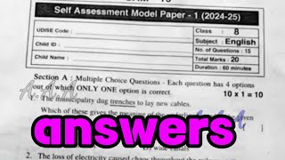 AP 8th class self assessment 1 English question paper answers key real CBSE syllabus question paper💯 [upl. by Ethbin]