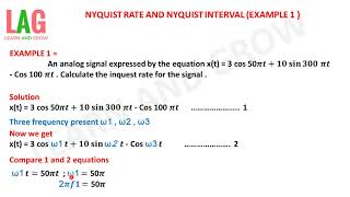 Nyquist Rate And Nyquist Interval Example 1हिन्दी [upl. by Sievert]