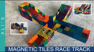 Magnetic Tiles Ideas  Race Track  Race Ramp  Race Car Crash [upl. by Cherise]