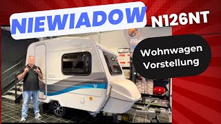 Niewiadow N126NT leichter gfk Wohnwagen mit Toilette nur 850kg ab 1365000€ auch für EAutos [upl. by Nylekcaj]