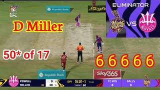 D Miller 50 of 17 Sixes 66666 Highlights  Trinbago Knight Riders vs Barbados Royals [upl. by Jillian532]