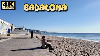 4K 60fps Badalona Beach  The Tourist Beaches  April 2024 Barcelona 🇪🇸 [upl. by Mmada]