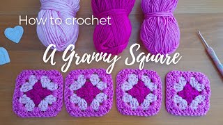 CROCHET EASY GRANNY SQUARE TUTORIAL FOR BEGINNERS  How To Crochet A Granny Square DIY amp Pattern [upl. by Mehelhteb284]