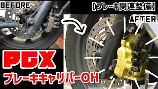 バイク整備【PCX】jf81 ブレーキパッド・フルード交換 キャリパー塗装 [upl. by Latif796]