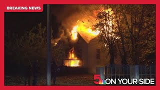 Firefighters battle intense house fire in Washington Park [upl. by Nolrev]