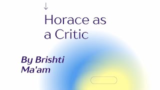 HORACE AS A CRITIC for NTA NET GATE SET [upl. by Siravrat]