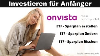 onvista bank  Einfach einen ETF Sparplan erstellen ändern oder löschen Beispiel am MSCI World ETF [upl. by Yusem]