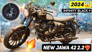 2024 All New Jawa 42 22 E20 Most Detailed WalkAround Review❤️‍🔥 Infinity Black Dt Colour🔥 [upl. by Zilvia579]