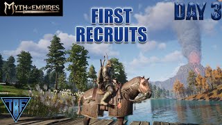 First Recruits and New Locations Myth of Empires Day 3 great start simple guide  lets play [upl. by Esetal]