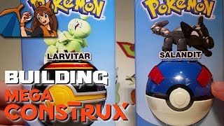 Building Larvitar and Salandit Mega Construx Pokemon Figures  Like Pokemon LEGOs [upl. by Marvella]