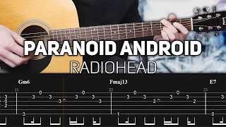 Radiohead  Paranoid Android Guitar lesson with TAB [upl. by Aidua]