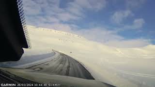 Road 93 Seydisfjordur from pier Smyril Line ferry to Ringroad 1 End of winter 2024 [upl. by Otsirc]