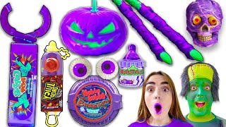 MONSTER VS REAL FOOD CHALLENGE FOR 24 HOURS  MUKBANG amp SPOOKY HALLOWEEN FOOD CRAFTY HACKS PLUS [upl. by O'Donoghue]