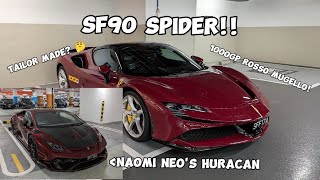 Tailor made SF90 Spider in carpark Naomi Neos insane Huracan and more  Carspotting [upl. by Maurene]