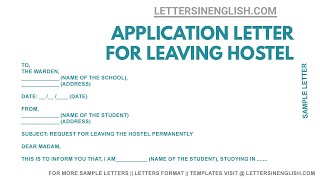 Letter to Warden for Hostel Leaving Permanently – Hostel Leave Application Letter [upl. by Einnaoj]