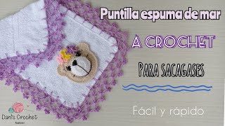 puntilla espuma de mar  a crochet  para baberos o sacagases de bebé  explicado paso a paso [upl. by Aym]