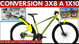 COMO HACER LA CONVERSION DE 3X89 A 1X10 GRUPO COMPLETO CICLISMO MTB [upl. by Yeh]