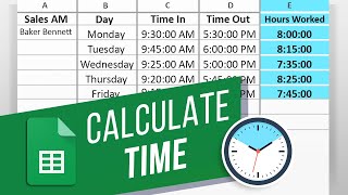 How to Calculate Time in Google Sheets Hours Minutes Seconds  Calculate Time Difference [upl. by Ainorev]