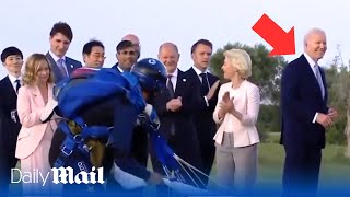 Joe Biden wanders away during G7 parachute display photo op [upl. by Mazur]