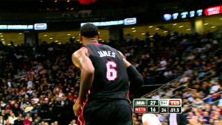 Wade amp Bosh look on as LBJ runs oneman fastbreak [upl. by Wyndham68]