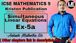 ICSE mathematics class 9 Ex5a  Simultaneous linear equations  kriston publication solution [upl. by Schild]