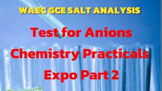 WAEC GCE Chemistry Practicals SALT ANALYSIS FOR Anions Expo Part 2 [upl. by Haissi62]