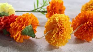 How to Make Marigold Paper Flowers  Sunset [upl. by Rosalinde]