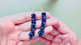 Simple DIY Beaded Earrings  Bicone Earrings  How to make Beaded Earrings [upl. by Ofelia]