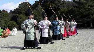 Kyudo Japanese archery ritual 小笠原流 百々手式 弓道 [upl. by Nnylear]