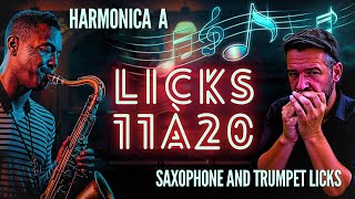 Licks Saxophone et Trompette  11 to 20  Harmonica A  Free Tabs [upl. by Leemaj]