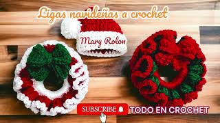 Crochet Navideño quotLigas para el cabello a crochet paso a pasoquot SCRUNCHIES [upl. by Aikal365]