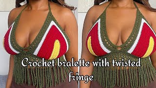 DIY Crochet Bralette with twisted fringe  Mihankushea [upl. by Iveel]