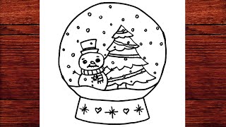 2021 Yılbaşı Kar Küresi Çizimi  Yılbaşı Çizimleri Kolay Nasıl Yapılır  How To Draw a Snow Globe [upl. by Anuait168]